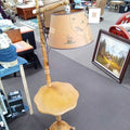 VINTAGE UNIQUE FLOOR LAMP WITH AN INTGRATED TABLE FEATURING A VINTAGE STYLE MAP OF THE UNITED STATES
