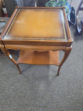 VIINTAGE FRENCH PROVINCIAL STYLE END TABLE WITH TOOLED LEATHER TOP BY HENREDON