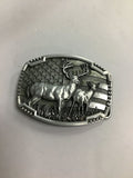 Deer and Flag Belt Buckle