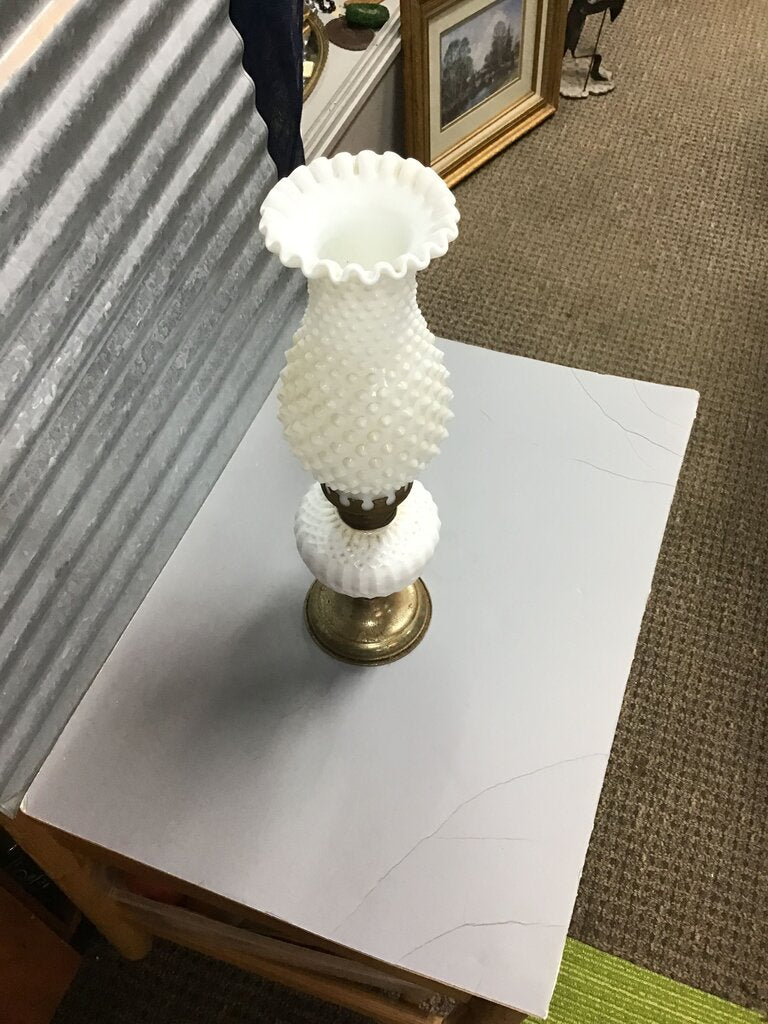 Vintage White Hobnail Glass Lamp
