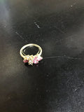 Gold Ring with Pink and Clear Stones
