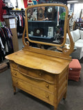 Vintage Wooden Dresser with Mirror