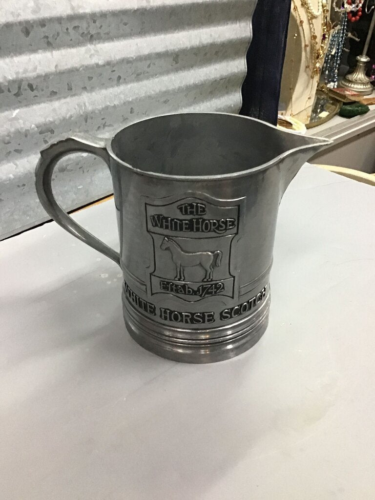 The White Horse Scotch Metal Pitcher