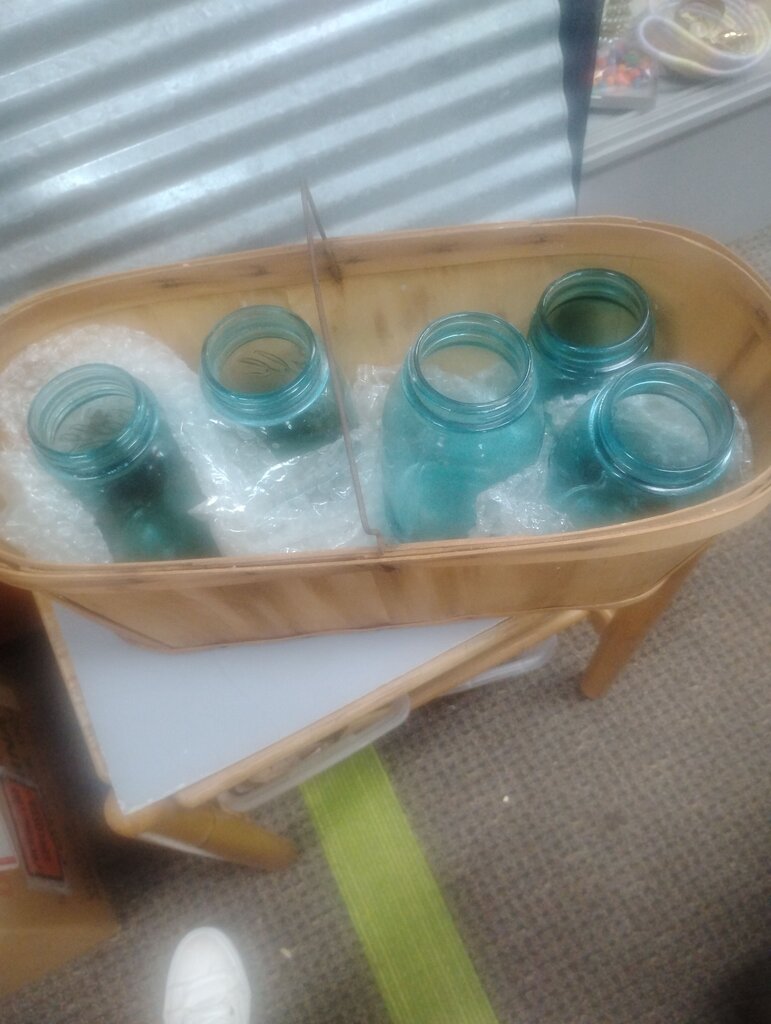 Vintage Blue Glass Mason Jars Set