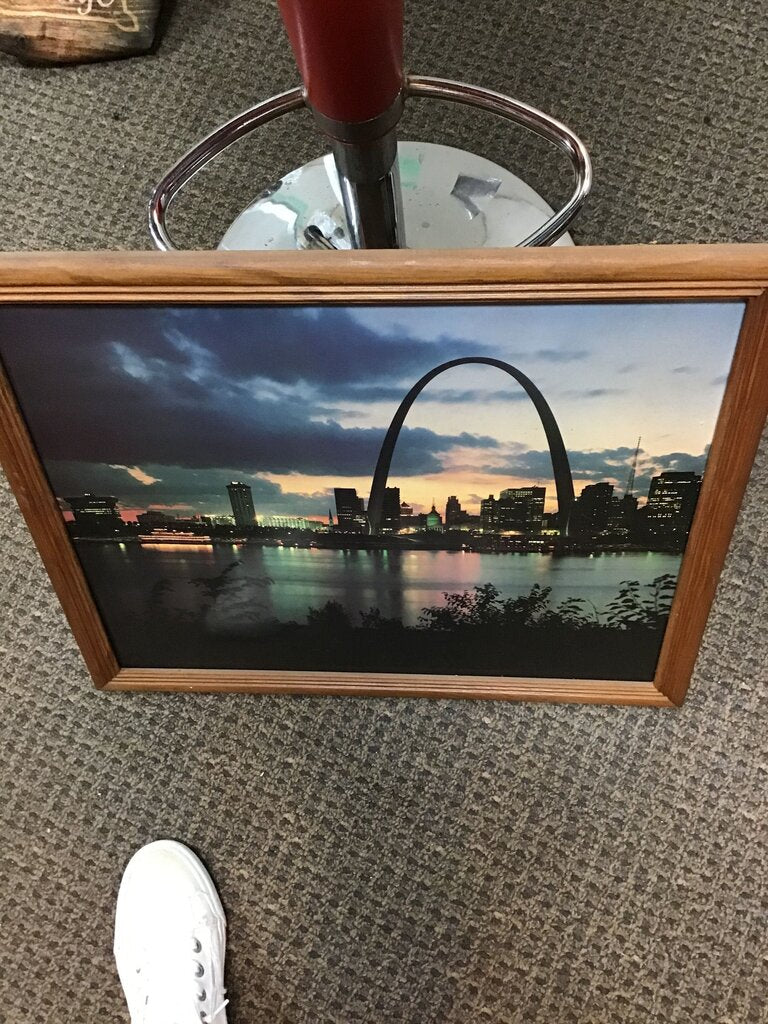 Framed Night Skyline Photograph of St. Louis