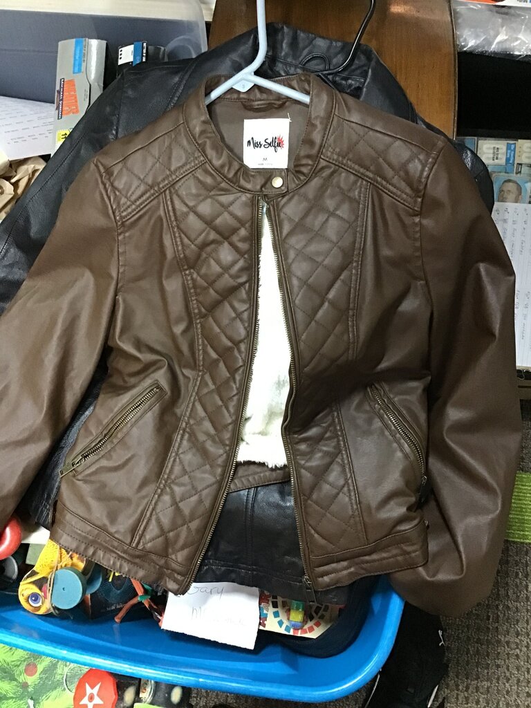 Brown Quilted Faux Leather Jacket