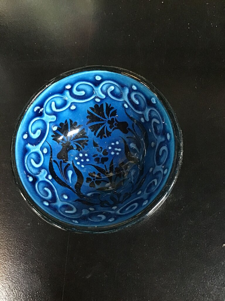Blue Decorative Bowl with Floral Design