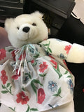 Floral Dressed White Teddy Bear