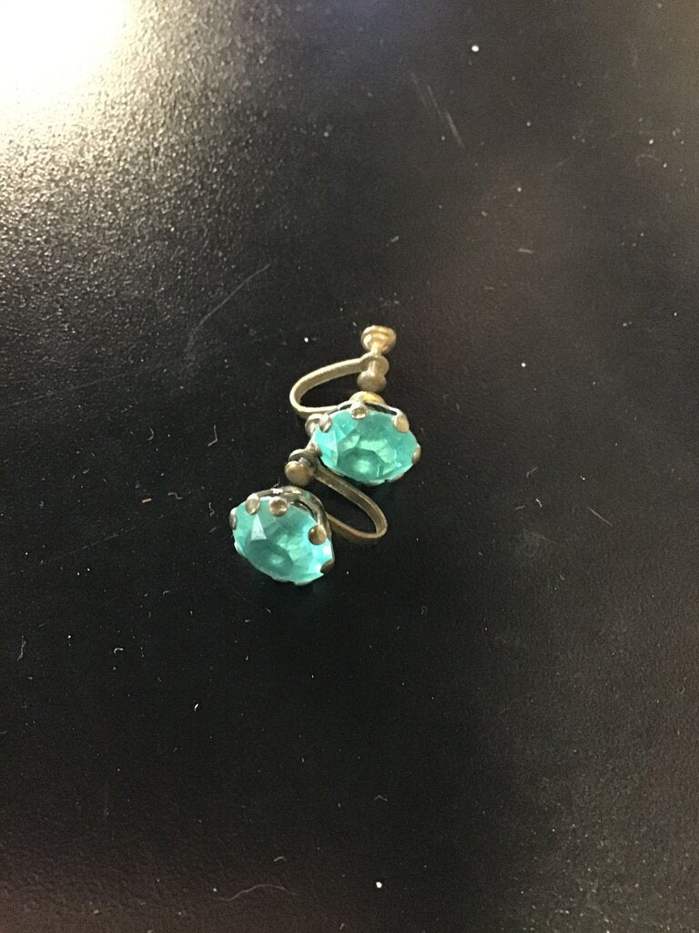 Vintage Aqua Glass Earrings