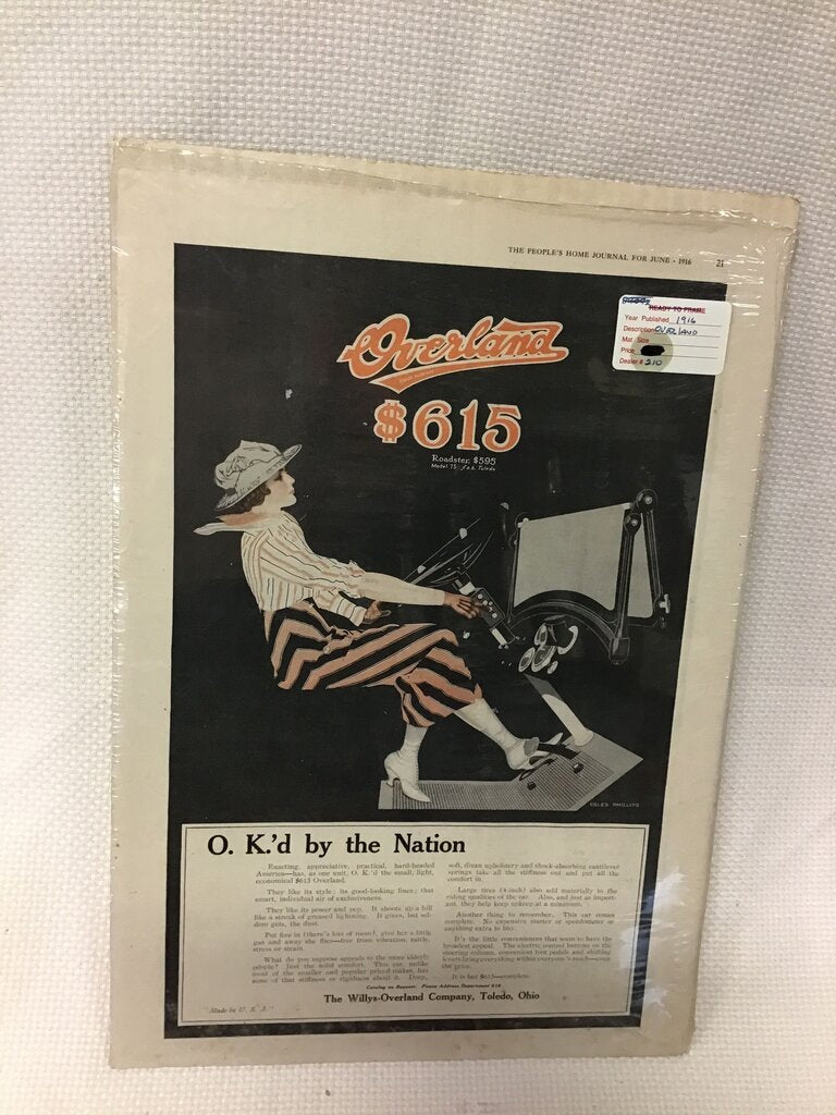Overland Automobile Advertisement from 1916